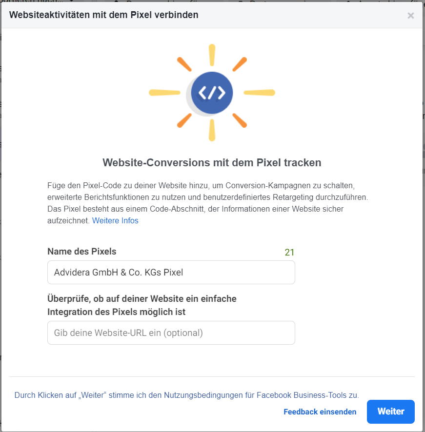 Website-Conversions mit dem Pixel verbinden und tracken
